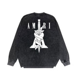 Amiri Long-Sleeve Shirt Sword Pattern Vintage Long Sleeve T-shirt