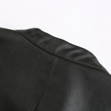 Red Leather Jacket Rivet Leather Clothing with Stand Collar