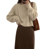Women Knitted Pullover Autumn and Winter Gray Sweater Loose Sweater