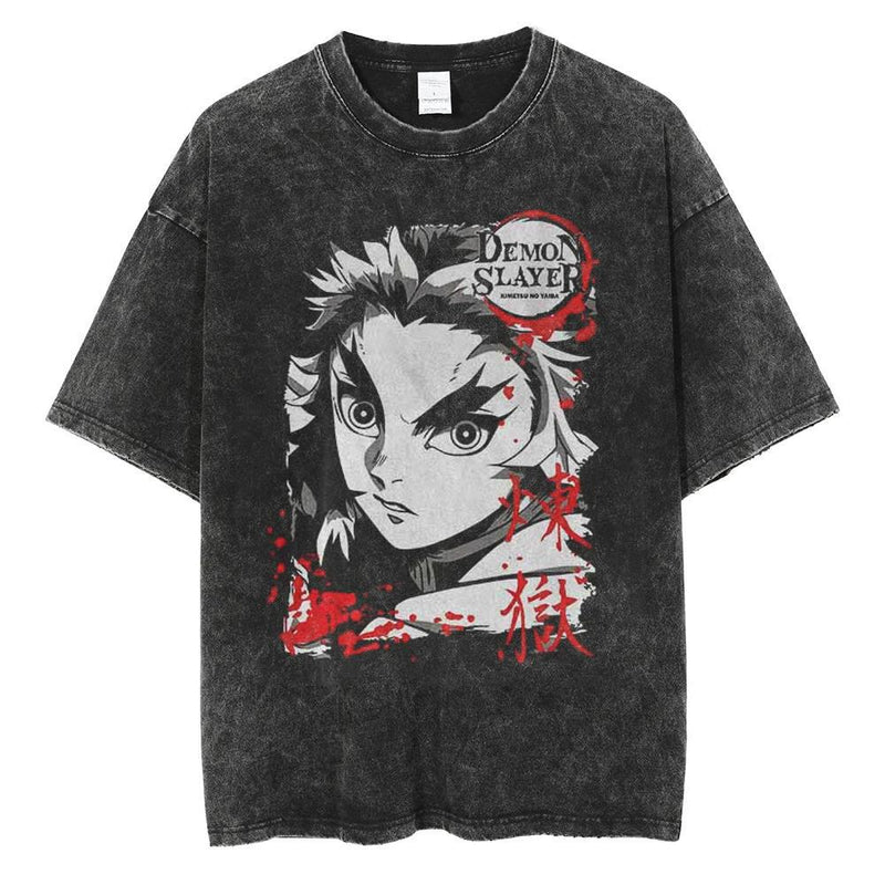 2024Men Vintage Black T Shirt Streetwear Harajuku Anime Print
