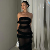 Women Dresses Sexy Ribbon Dress Spring Summer Slim-Fit Long Dress