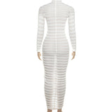 Women Dresses Autumn Short Sleeve Long Skirt Sexy Slim Knit Dress (Bla0420)