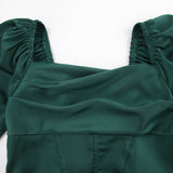 Women Dress Autumn and Winter Elegant Square Collar Puff Sleeve Dress