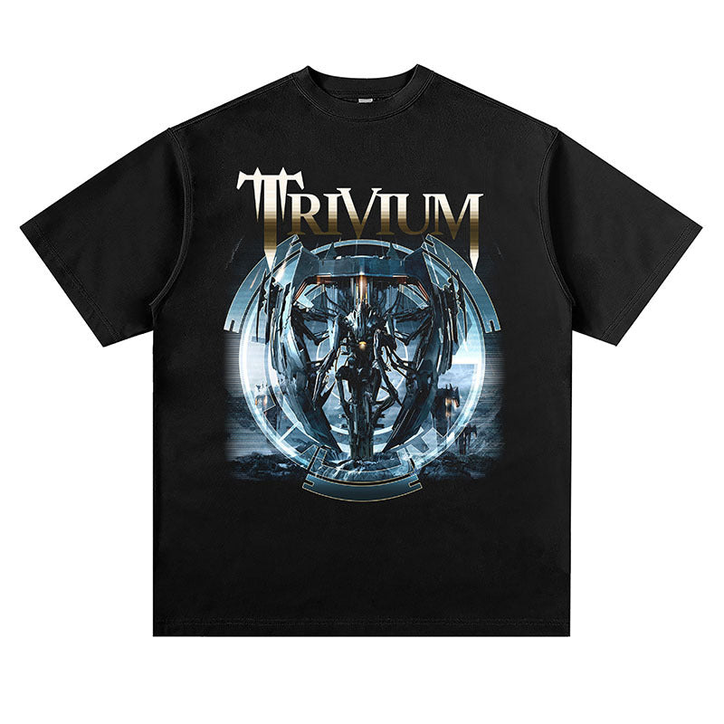 Mens Vintage Rock Band T-Shirt Trivia Rock Band Print T-Shirt Short Sleeve Loose