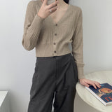 Women Cardigan Sweater Knitted V-neck Cardigan 8t7137
