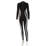 Women Jumpsuit Winter Zipper Slim Fit Long Sleeve Sports Yoga Jumpsuit