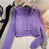 Women Knitwear Autumn Two-Piece Set Sweater Knitted Cardigan