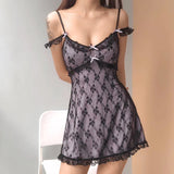 Women Dresses Summer Sexy Backless Lace Lace Sling Dress (Bla0420)
