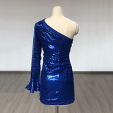 Women's Evening Dress Sequined Shoulder Long Sleeve Sexy Sheath Dress