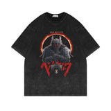 Washed and old short-sleeved T-shirt branded short-sleeved retro