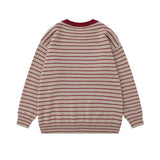 Unisex Sweater Autumn Striped Embroidery Stitching Sweater