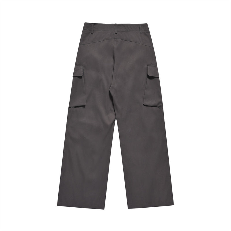 Men Sweatpants Pleated Multi-Pocket Cargo Pants Sports Straight-Leg Wide-Leg Pants