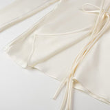 Women Tops Summer Lace-up Shirt V-neck Top