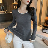 Women Knitted Pullover Autumn and Winter Slim Fit Sweater Cropped Top