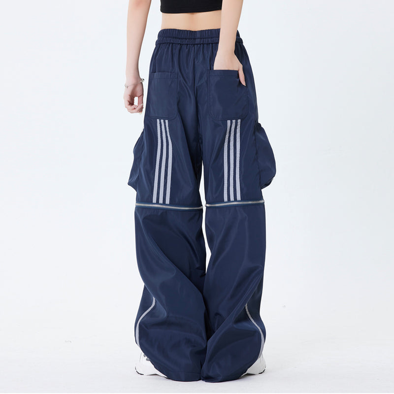 Men Sweatpants Zipper Stitching Detachable Two-Way Pants Cargo Pocket Long Pants