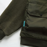 Unisex Winter Cotton Coat Stitching Lambswool Stand-up Collar Cotton-Padded Clothes Vintage Loose Cargo Cotton-Padded Jacket