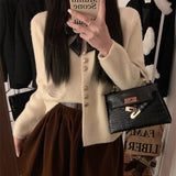 Women Knitted Cardigan Spring and Autumn Bow Sweater Coat