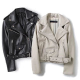 Women Leather Jacket Spring and Autumn Slim Fit Short Belt Lapel Small Leather Coat Biker's Leather Jacket
