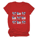 T-shirt bow star print crew neck short sleeve