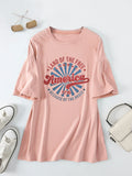 Loose Crew Neck Short Sleeve Land of the Free America 1776 Summer T-Shirt