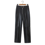 Women Sweatpants Autumn and Winter PU Trousers Straight Women's Pants