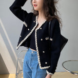 Women Cardigan Sweater Autumn Knitted Short Coat Slim-Fit Cardigan Long Sleeve Coat 2ta07