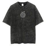 Men Fashion Streetwear Washed Black T-Shirt Harajuku Japanes