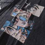 20242023 Men Hip Hop Streetwear T Shirt Japanese Cartoon