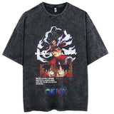 Pure cotton washed and old ONE PIECE animation printed T-shirt