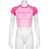 Women T-shirt Summer Slim Fit Short Lettered Casual T-shirt Top