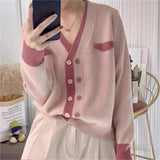 Women Knitwear Autumn Double Breasted Sweater Loose Knitted Cardigan