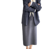 Women Knitted Skirt Autumn and Winter Simplicity Skirt Straight Skirt