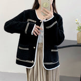Women Knitwear Autumn and Winter round Neck Coat Loose Knitted Cardigan