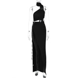 Women Dresses Autumn Sexy Backless Hollow-out Tube Top Split Dress