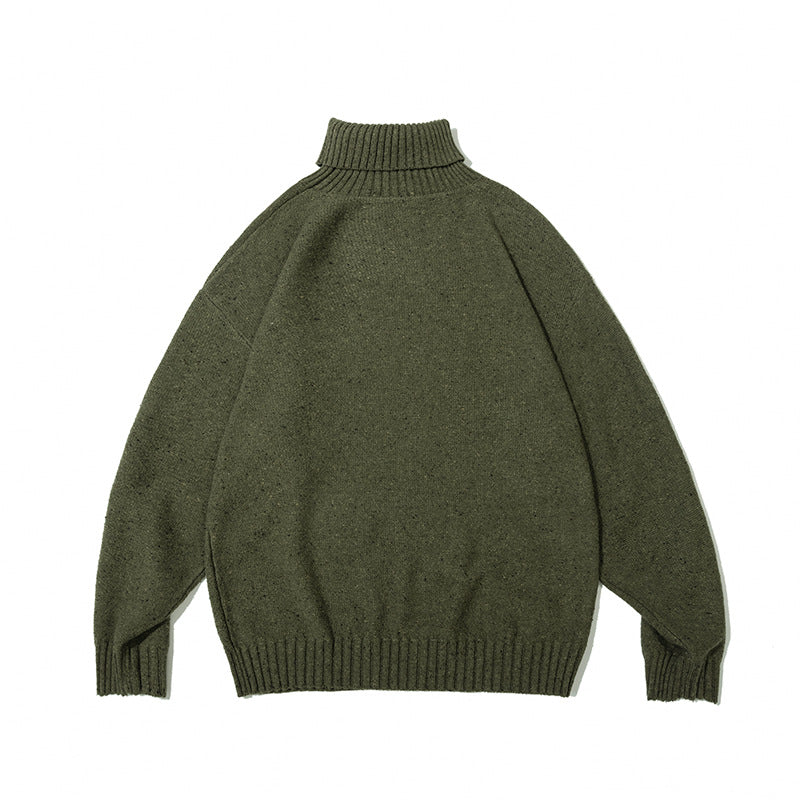 Unisex Winter Cotton Coat Turtleneck Sweater Vintage Loose Knitted Top