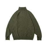 Unisex Winter Cotton Coat Turtleneck Sweater Vintage Loose Knitted Top
