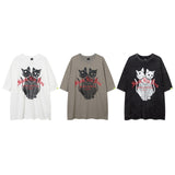 Men T Shirt Summer Washed Distressed Printed Short Sleeve T-shirt