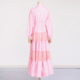 Women Dresses Spring Lapel Embroidery Lace Hollow Dress (Qymy0409)