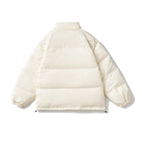 Unisex Winter Cotton Coat Pocket Decoration Stand-up Collar down Jacket Retro Loose and Warm down Jacket