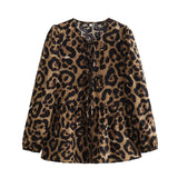 Women Tops Summer Puff Sleeve Bow Lace-up Shirt Mid-Length Top