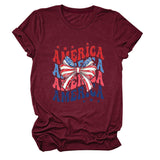 America Bow Short Sleeve Women's Fashion T-Shirt