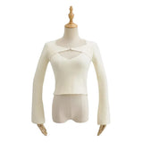 Women Sweater Knitwear Sexy V-neck Knitwear Women's Autumn Winter Retro Slim-Fit Long-Sleeved Pullover Short Sweater