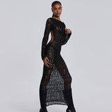 Women Dresses Spring Sexy Backless Hollow out Long Sleeve Dress
