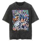 2024Men Tshirt Washed Black Vintage Japanese Anime Dragon