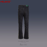MIJKO Men Vintage Pants Camouflage Splicing Slim-Fit Casual Jeans