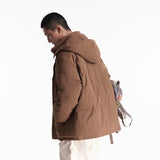 Unisex Winter Cotton Coat Pocket Decorative Hooded down Jacket Vintage White Duck down Jacket Men