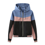 Women Trench Coat Spring and Autumn Anorak Women's Long Sleeve Zipper Drawstring Coat