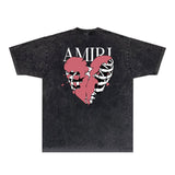Amiri T Shirts Washed and Worn Retro Short Sleeve T-shirt