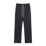 Men Sweatpants Zipper Split Casual Suit Pants Pure Color Elastic Waist Slim-Fit Straight Trousers Loose