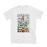 Casual Floral Print Top Vintage Vegetable Illustration